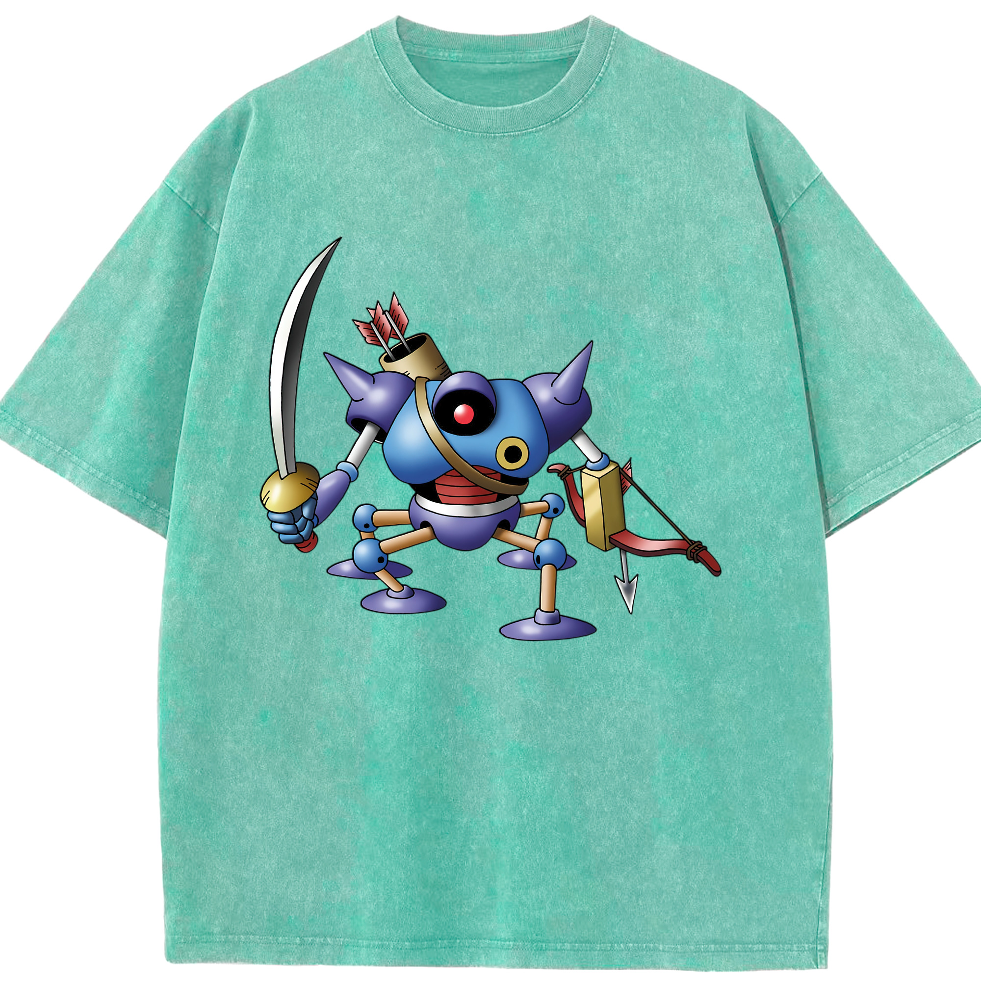 （画像用） ドラゴンクエスト Doragon Kuesuto Dragon Quest 綿100% ヴィンテージ風 半袖Tシャツ（フロントプリント）
